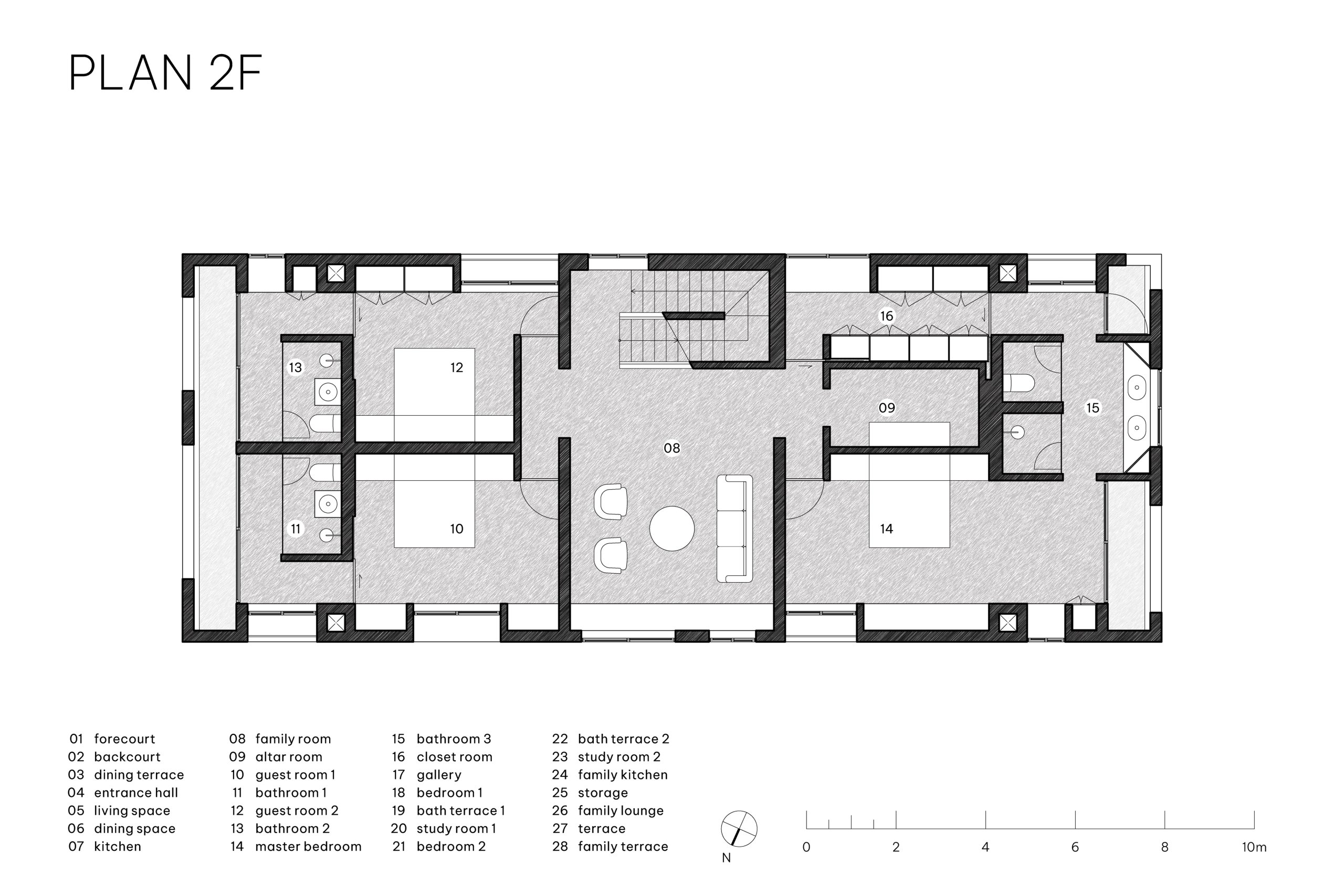 100 Windows by Inrestudio, Hanoi, second floor plan drawing