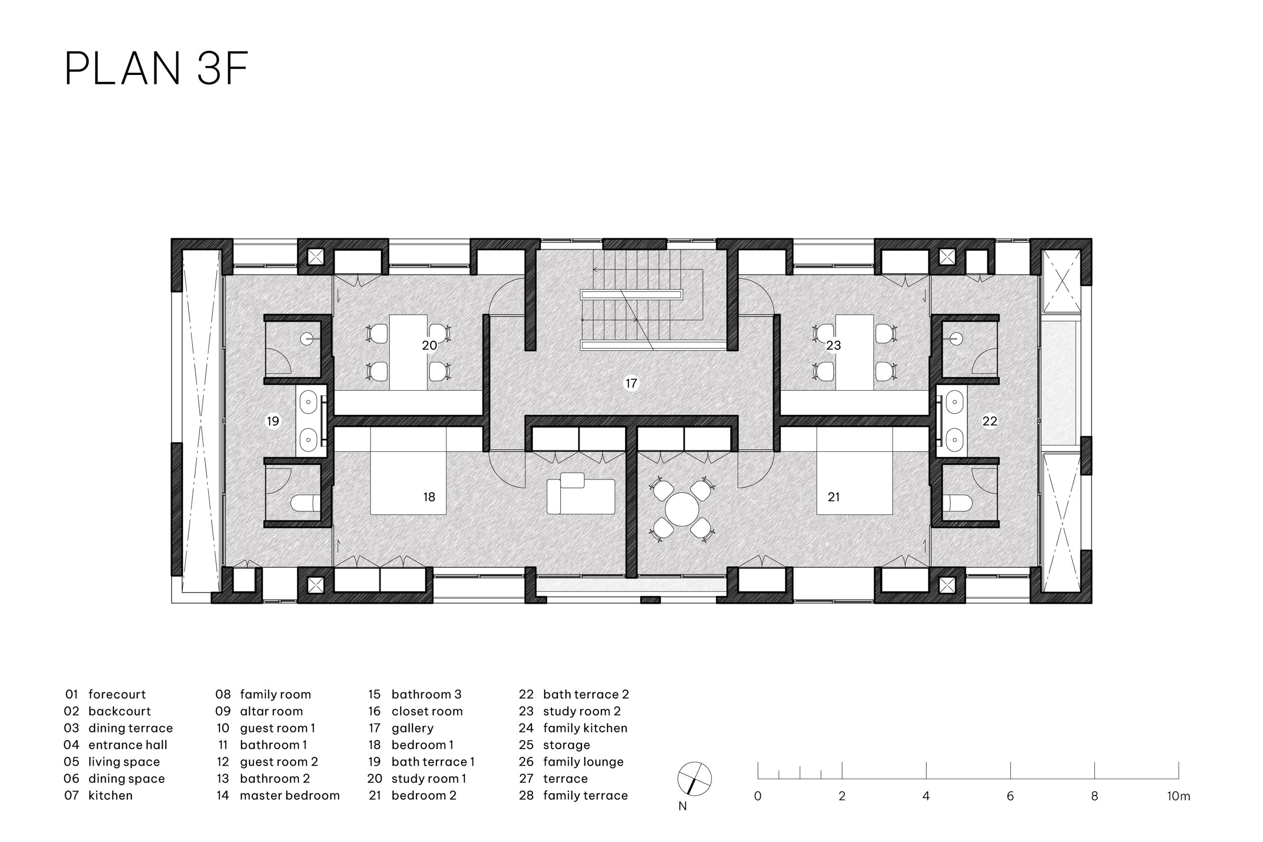 100 Windows by Inrestudio, Hanoi, third floor plan drawing