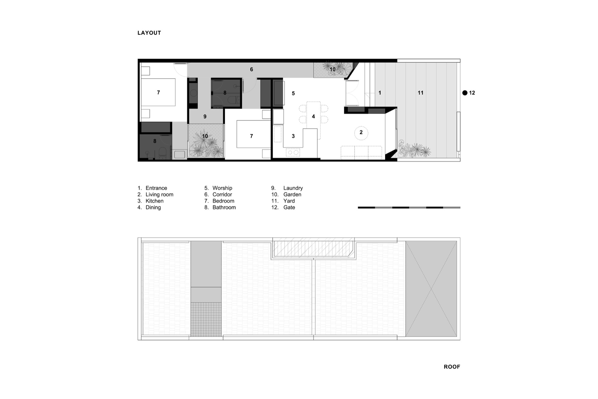 Floor plan and section