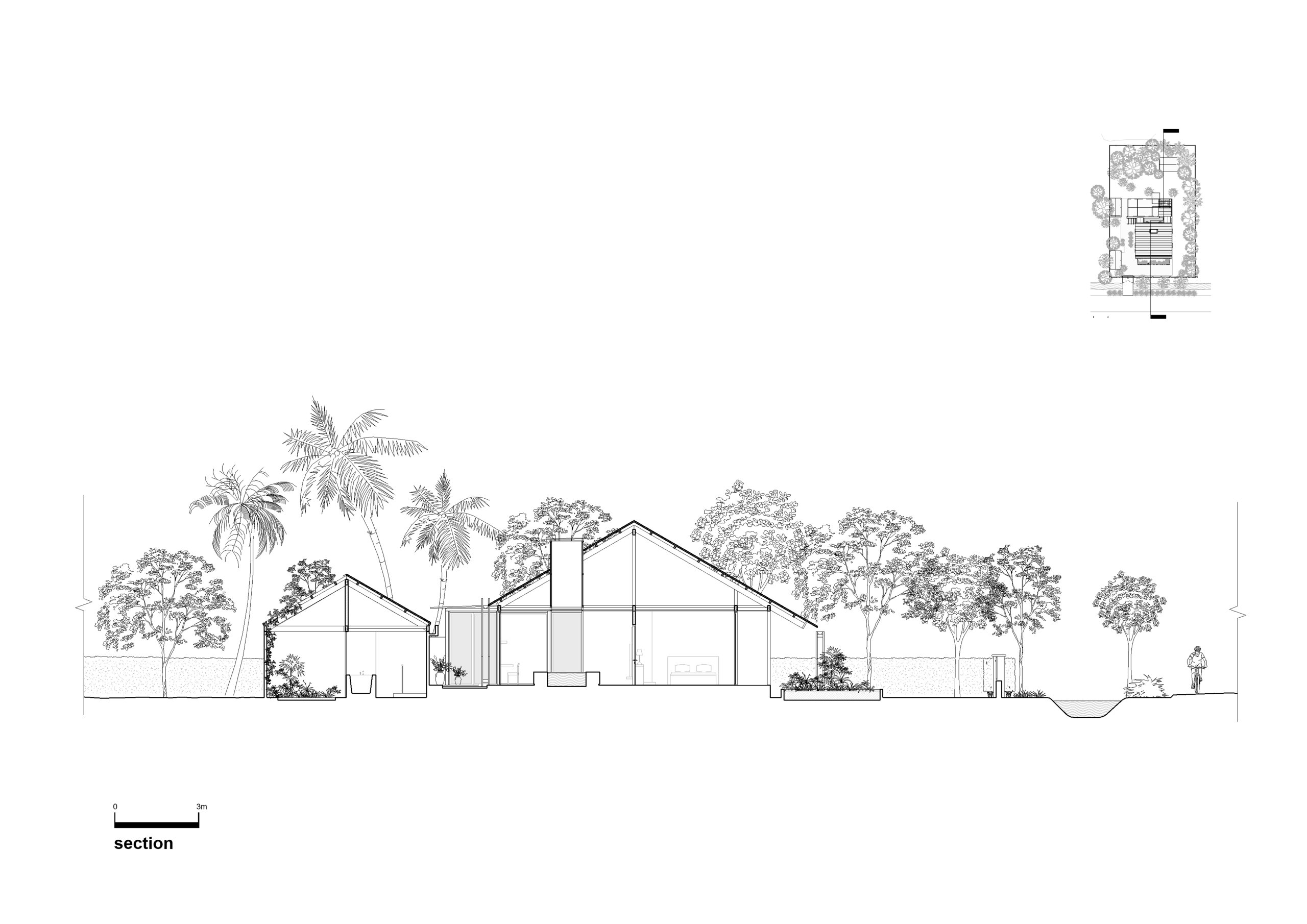 Garden House by aha.studio.arc, Go Quao, An Giang, section drawing