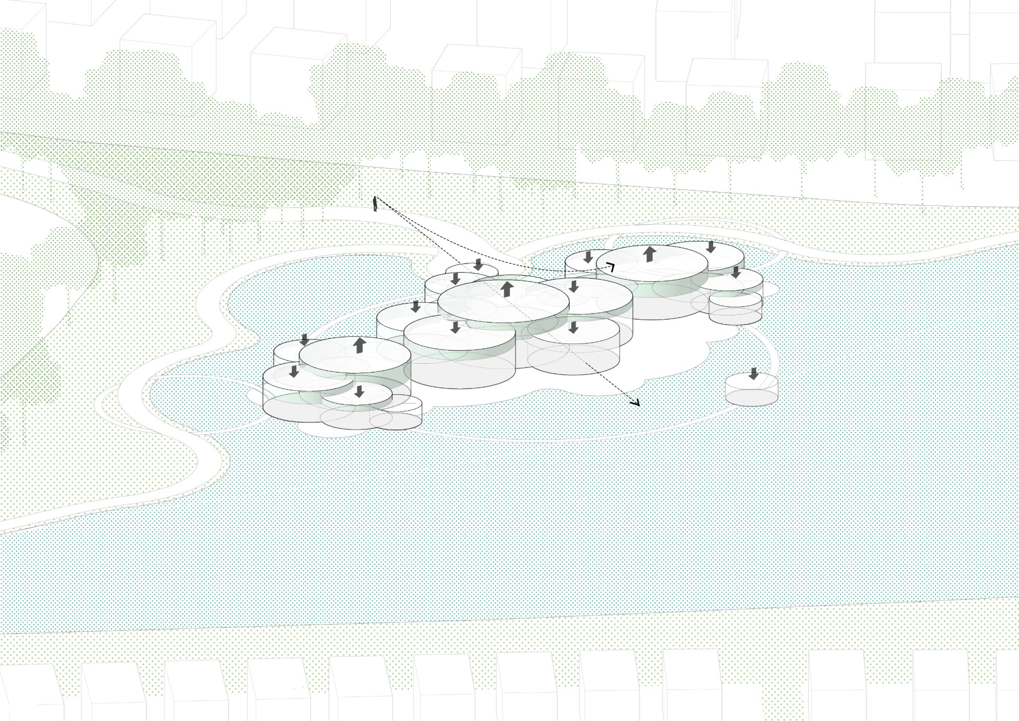 Diagram of the volumes set at different heights