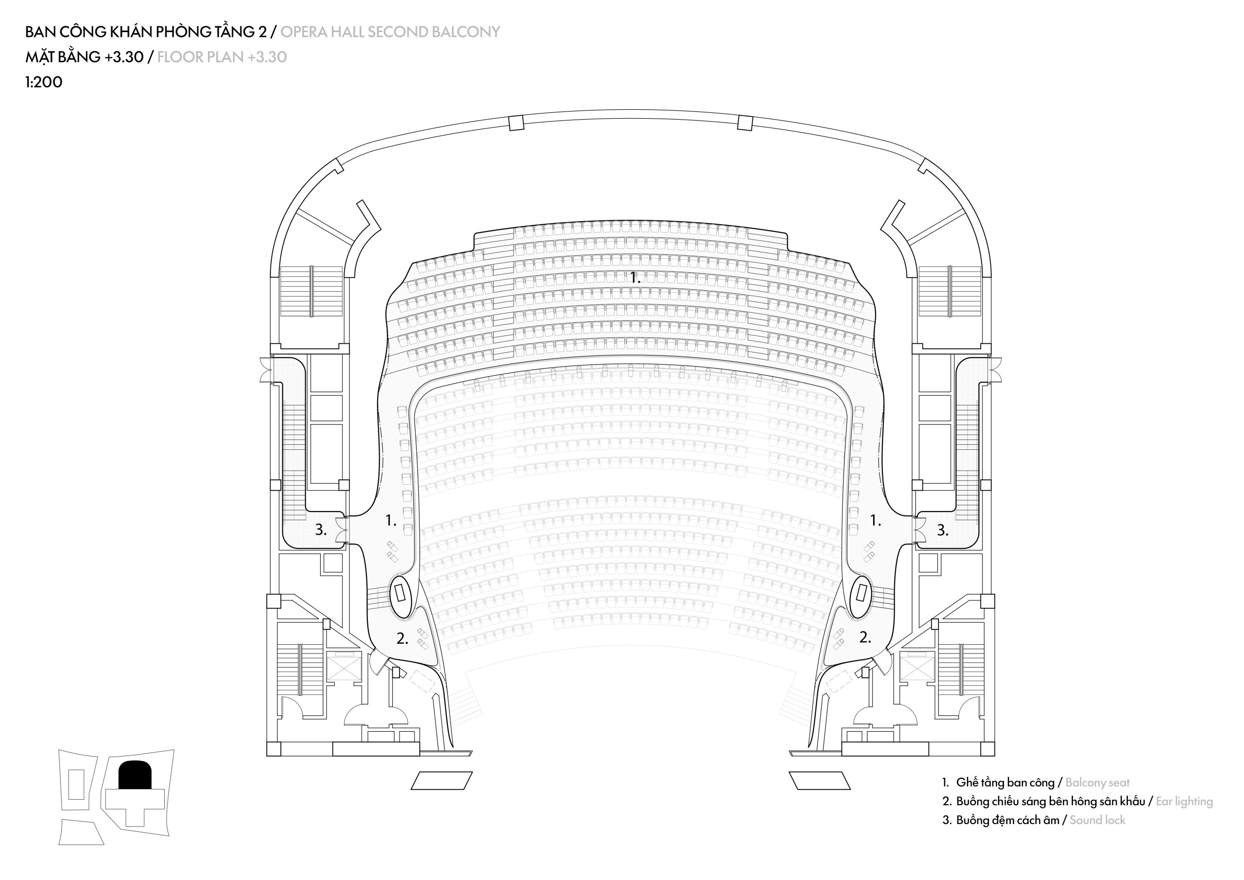 Opera auditorium balcony level 2 plan drawing