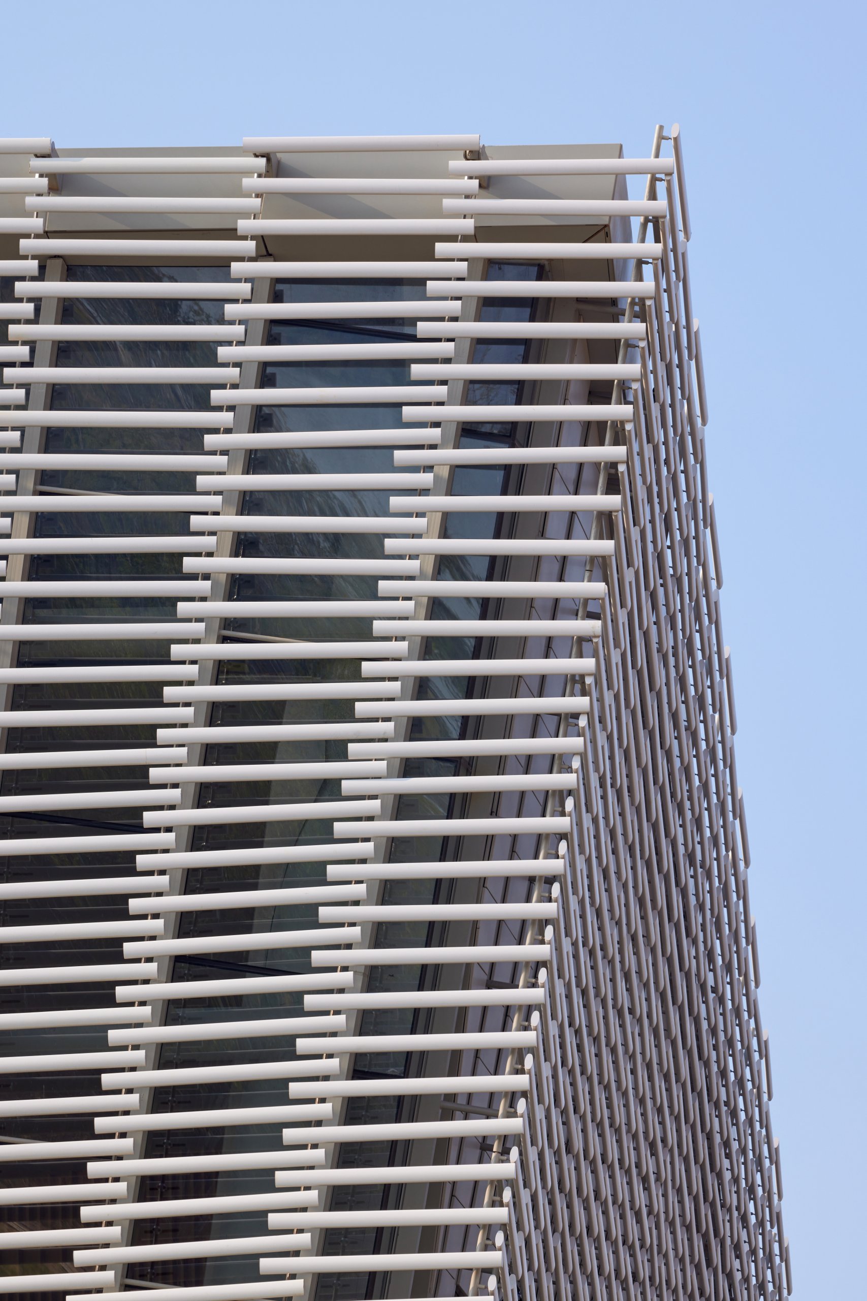 Corner of the ceramic screen against the sky