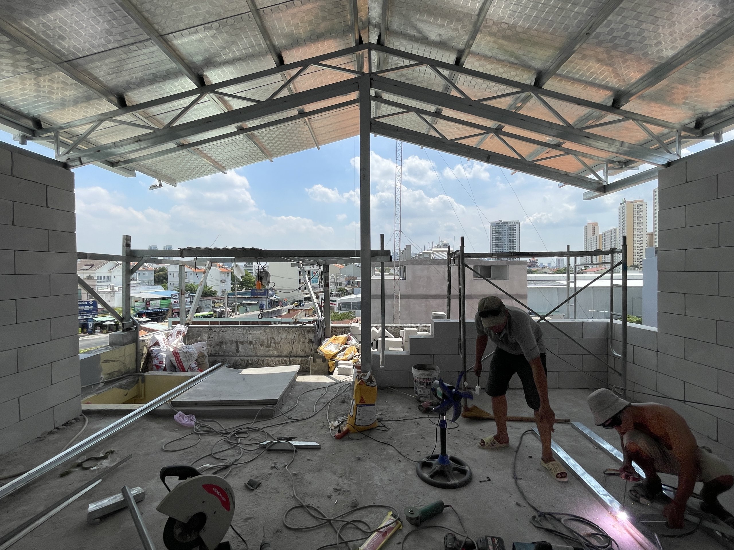Room Above by scale50, Ho Chi Minh City, light steel frame during construction